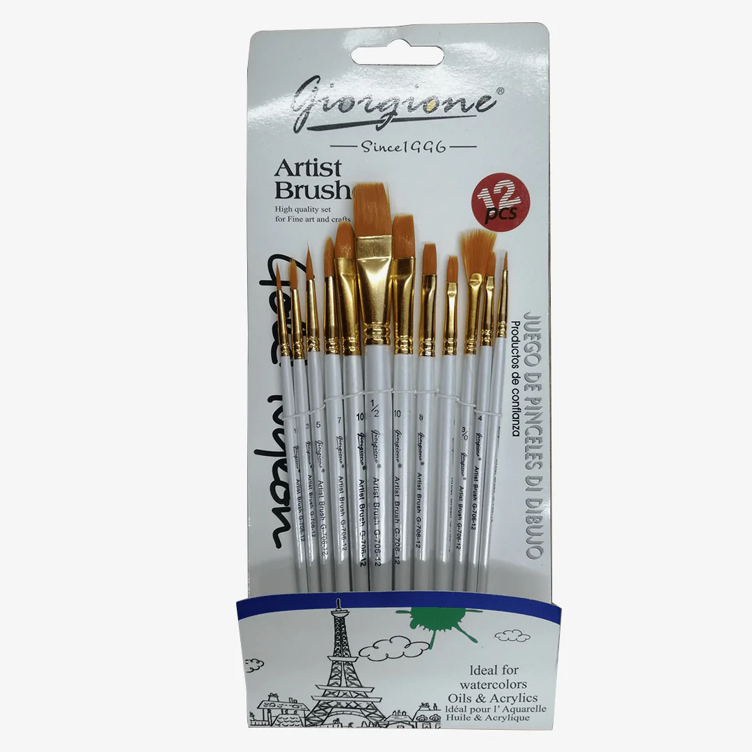Giorgione-Multi-Shapes-Artist-Paint-Brush-Set-of-12-Pieces